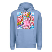 Colony Blue unicorn coffe cup and star with rainbow seamless pattern bbs Premium Hoodie - BundleAndBundleShop