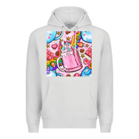 Dove Grey unicorn coffe cup and star with rainbow seamless pattern bbs Premium Hoodie - BundleAndBundleShop