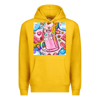 Lemon unicorn coffe cup and star with rainbow seamless pattern bbs Premium Hoodie - BundleAndBundleShop