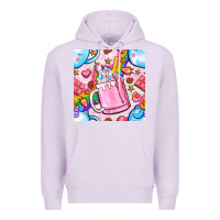 Lilac unicorn coffe cup and star with rainbow seamless pattern bbs Premium Hoodie - BundleAndBundleShop