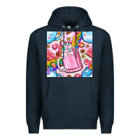 Navy unicorn coffe cup and star with rainbow seamless pattern bbs Premium Hoodie - BundleAndBundleShop