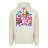 Oatmeal Heather unicorn coffe cup and star with rainbow seamless pattern bbs Premium Hoodie - BundleAndBundleShop