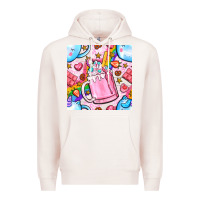 Pale Pink unicorn coffe cup and star with rainbow seamless pattern bbs Premium Hoodie - BundleAndBundleShop