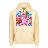 Pina Colada unicorn coffe cup and star with rainbow seamless pattern bbs Premium Hoodie - BundleAndBundleShop