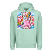 Seafoam unicorn coffe cup and star with rainbow seamless pattern bbs Premium Hoodie - BundleAndBundleShop