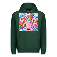 Sports Green unicorn coffe cup and star with rainbow seamless pattern bbs Premium Hoodie - BundleAndBundleShop