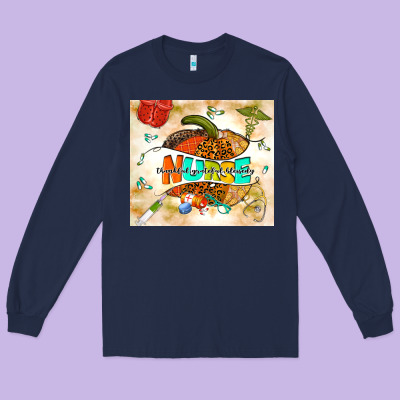 Fall Nurse Pumpkin Long Sleeve Tee Designed By Tumblerdesignbyshophia