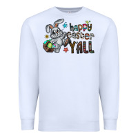 White Happy Easter Y'all Premium Sweatshirt - CowhideDigitalArt