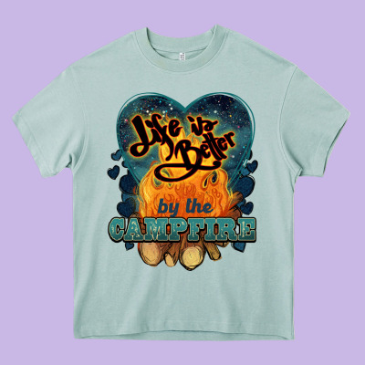 Life Is Better By The Campfire Heavy Core Tee Designed By Nancycooperartshop