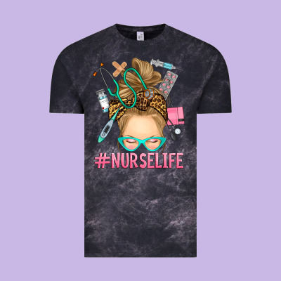 Blonde Messy Bun Nurse Life Vintage Tee Designed By Ranaportraitstore
