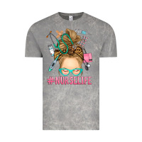 Cloud Rock blonde messy bun nurse life Vintage Tee - RanaPortraitStore