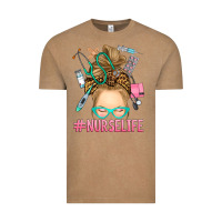 Vintage Coffee blonde messy bun nurse life Vintage Tee - RanaPortraitStore