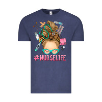 Vintage Denim blonde messy bun nurse life Vintage Tee - RanaPortraitStore