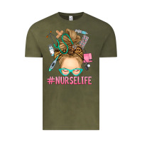 Vintage Olive blonde messy bun nurse life Vintage Tee - RanaPortraitStore