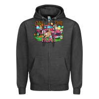 Charcoal Heather on the hunt truck Zipper Hoodie - FaDigitalArtStudio
