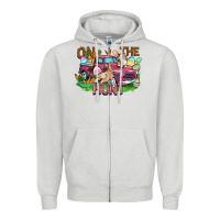 Dove Grey on the hunt truck Zipper Hoodie - FaDigitalArtStudio