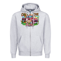 Heather Grey on the hunt truck Zipper Hoodie - FaDigitalArtStudio