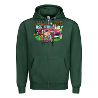 Sports Green on the hunt truck Zipper Hoodie - FaDigitalArtStudio