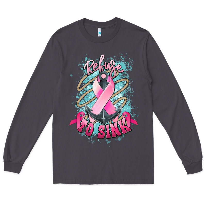 Refuse To Sink Cancer Anchor Cancer Awareness Long Sleeve Tee by HowdyJamesFarm | Teevron