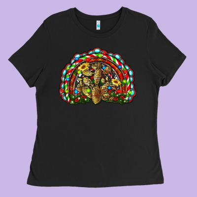 Christmas Rainbow With Leopard Cactus Ladies Tee Designed By Ranaportraitstore