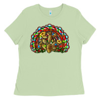 Matcha christmas rainbow with leopard cactus Ladies Tee - RanaPortraitStore
