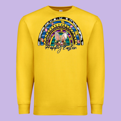 Happy Easter Rainbow Premium Sweatshirt Designed By Cowhidedigitalart