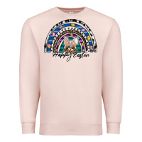 Pale Pink happy easter rainbow Premium Sweatshirt - CowhideDigitalArt