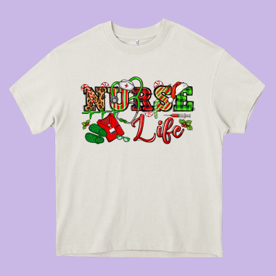 Nurse Life Christmas Heavy Core Tee Designed By Nancycooperartshop