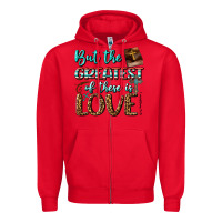 Red But The Greatest Of These Is Love Zipper Hoodie - BundleAndBundleShop