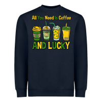 Navy All you need is coffee and lucky St. Patrick's Heavyweight Sweatshirt - HowdyJamesFarm