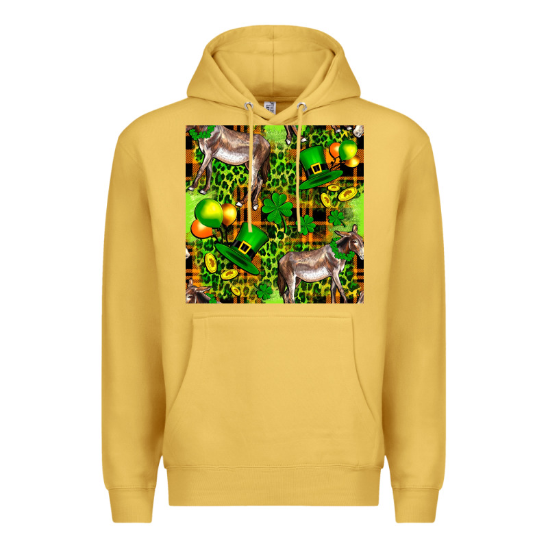 St. Patrick's Donkey With Leprechaun Premium Hoodie by FaDigitalArtStudio | Teevron
