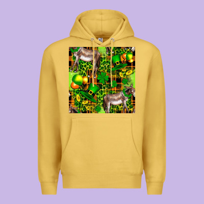St. Patrick's Donkey With Leprechaun Premium Hoodie Designed By Fadigitalartstudio