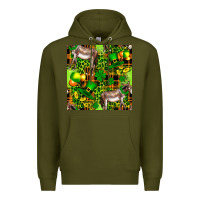 Army Green St. Patrick's Donkey With Leprechaun Premium Hoodie - FaDigitalArtStudio