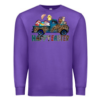 Purple Happy Easter truck Premium Sweatshirt - CowhideDigitalArt
