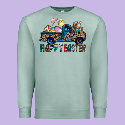 Happy Easter Truck Premium Sweatshirt Designed By Cowhidedigitalart