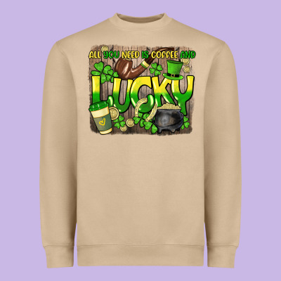 All You Need Is Coffee And Lucky St. Patrick's Heavyweight Sweatshirt Designed By Howdyjamesfarm