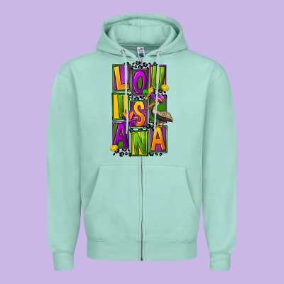 Mardi Gras Louisiana Zipper Hoodie Designed By Fadigitalartstudio