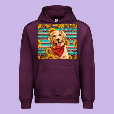 Golden Retriever With Sunflowers Urban Hoodie Designed By Artiststas