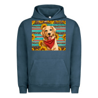 Pigment Midnight Navy golden retriever with sunflowers Urban Hoodie - Artiststas