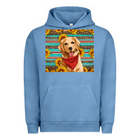 Pigment Pebble Blue golden retriever with sunflowers Urban Hoodie - Artiststas