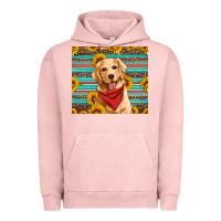 Pigment Salmon golden retriever with sunflowers Urban Hoodie - Artiststas