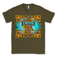 Army Green Western Faith Cross Butterfly Classic Tee - LillyAllenDesigns