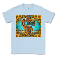 Dusty Blue Western Faith Cross Butterfly Classic Tee - LillyAllenDesigns