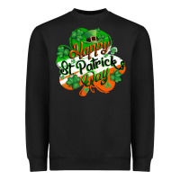 Black Happy St. Patrick's Day Heavyweight Sweatshirt - CowGirlArtShop