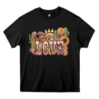 Black love horse western floral Heavy Core Tee - NancyCooperArtShop