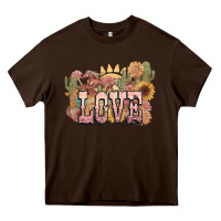 Chocolate Brown love horse western floral Heavy Core Tee - NancyCooperArtShop