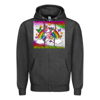 Charcoal Heather LGBTQ Dabbbing Unicorn And Rainbow Tumbler Zipper Hoodie - BundleAndBundleShop