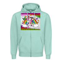 Seafoam LGBTQ Dabbbing Unicorn And Rainbow Tumbler Zipper Hoodie - BundleAndBundleShop
