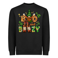 Black St. Patrick's Bad and boozy with gnome Heavyweight Sweatshirt - HowdyJamesFarm