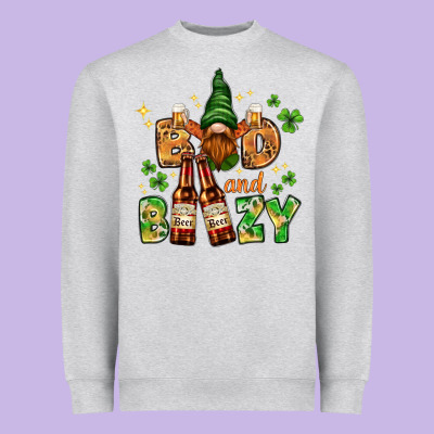 St. Patrick's Bad And Boozy With Gnome Heavyweight Sweatshirt Designed By Howdyjamesfarm